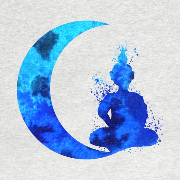 Blue Crescent Moon and Buddha by ZeichenbloQ